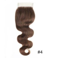 12A 22INCH BRAZILIAN VIRGIN HUMAN HAIR 4X4 LACE CLOSURE DARK BROWN 4 BODY WAVES