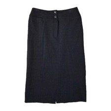  VINTAGE Size 2P - RALPH LAUREN Petite Skirt Wool Blend Midi Pencil Black EUC 