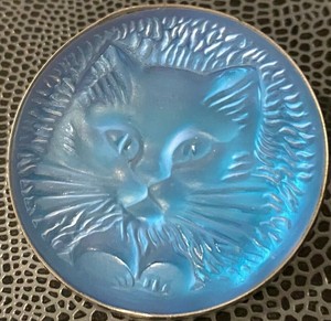 Rare Authentic Lalique Cat Chat Satin Blue Crystal Pin Brooch New Original Box Ebay