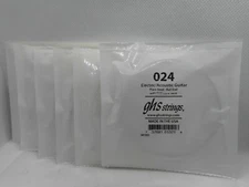 6 pack of GHS 24ga plain guitar strings .024" for acoustic or electric guitar
