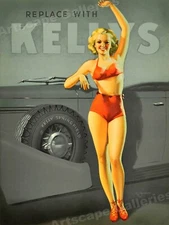 Kelly Springfield Tires - 1930’s Vintage Style Car Pin-Up Poster - 20x28