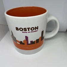 Dunkin' Dounuts Boston Runs on Dunkin' Coffee Mug Cup Water Front Orange
