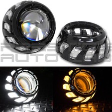 2x Turbine Full Size Shrouds Universal For Hid Xenon Led Projector Bezels Black