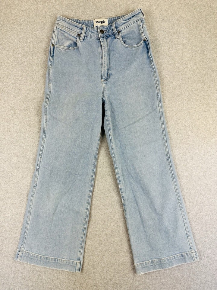 Wrangler Hi Bells Flare Women's Denim Jeans Size 8 W27" Blue Wide Leg - Hemmed