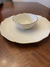 Vintage Lenox Greenfield Collection Chip and Dip Server. Ivory With Gold Trim