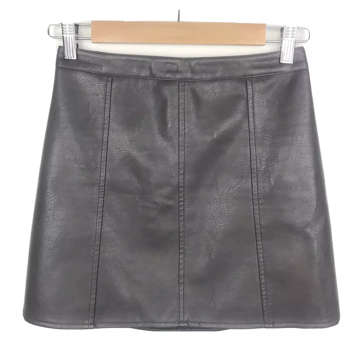 Grey leather deals mini skirt