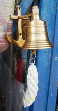 CAMPANA CON ANCORA OTTONE INVECCHIATO ARREDO CASA MARE BAR STILE MARINA NAUTICO 