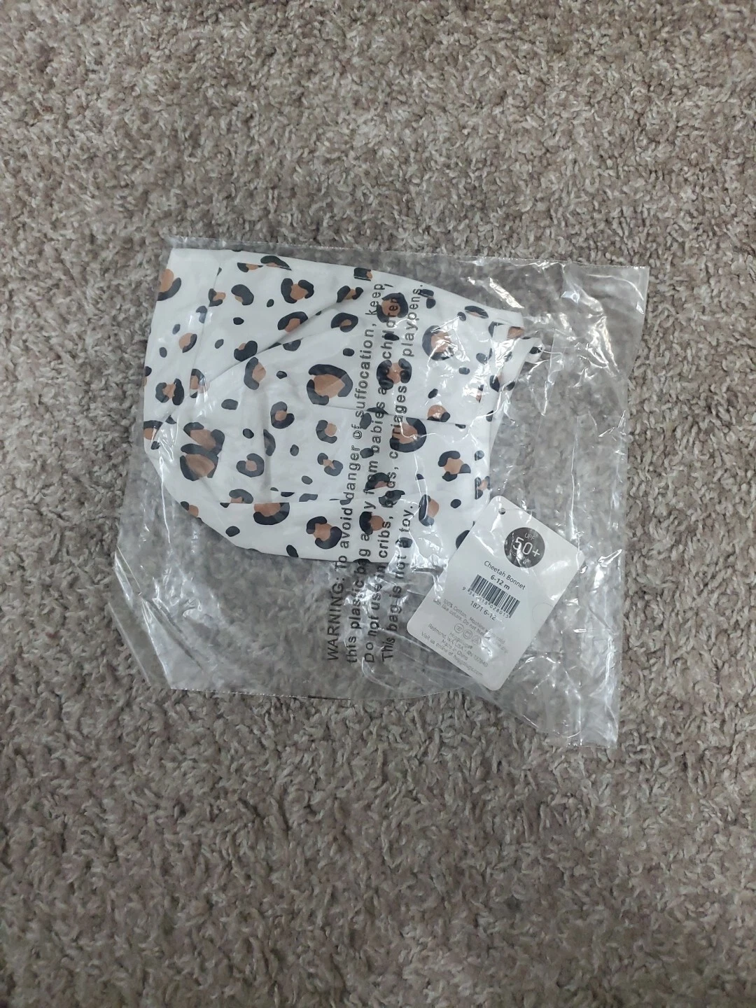lot of 2x Cheetah Bonnet 6-12 m 100% Cotton