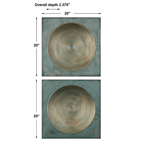 UTTERMOST 4106 SYBIL AGED IRON ANTIQUE GOLD PATINA GLAZE WALL DECOR SET OF 2 - Picture 4 of 5