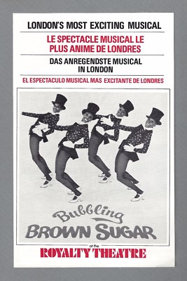 Billy Daniels ''BUBBLING BROWN SUGAR'' Stephanie Lawrence 1977 London Flyer