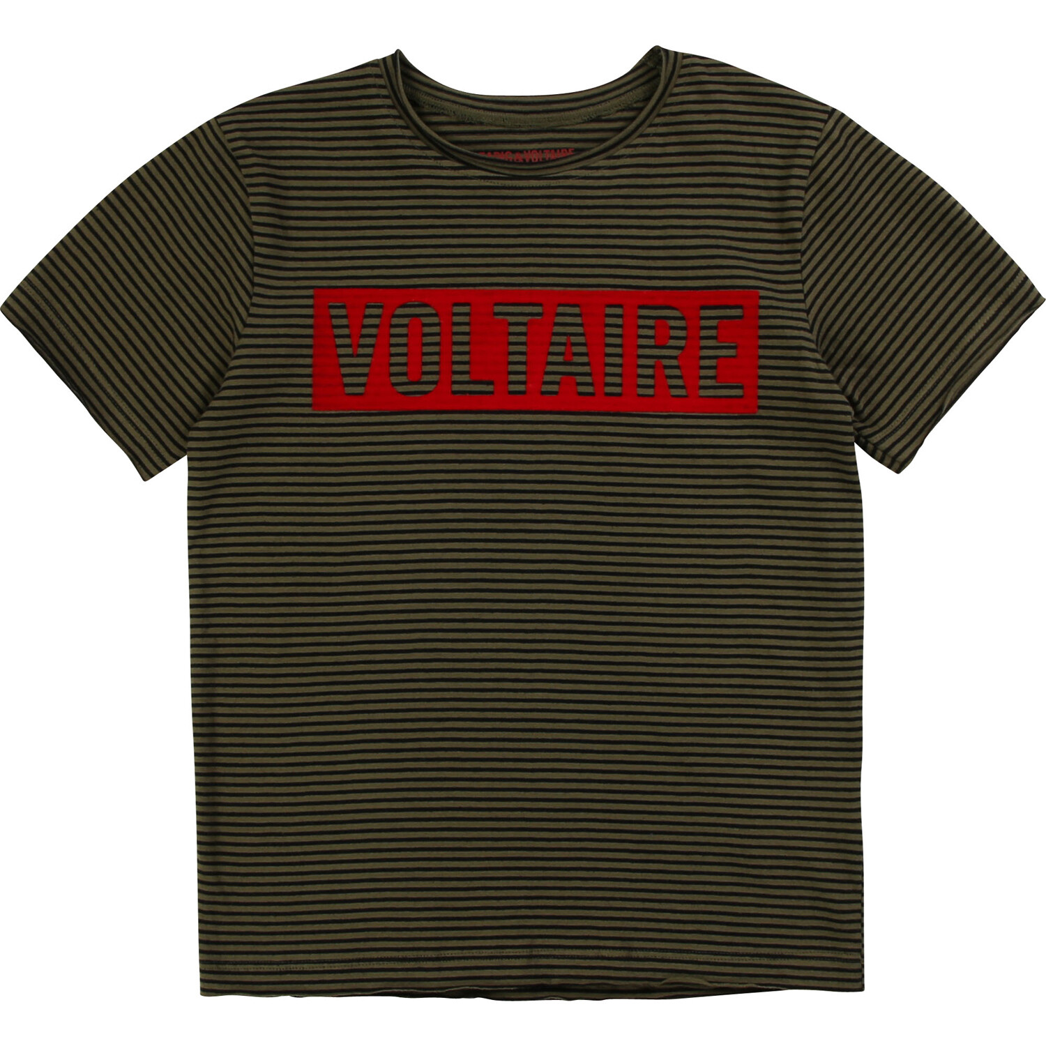 Детская футболка ZADIG & VOLTAIRE с логотипом schwarz Streifen цвета хаки, Гр. 128 -176