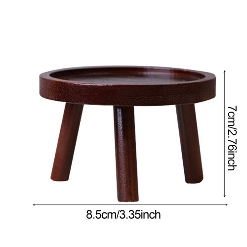 Small Wooden Stool Round Wood Foot Sitting Chair Side Table Plant Display Stand - Picture 4 of 18
