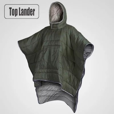 Insulated Multifunction Poncho Blanket Sleeping Bag, Hiking, Camping, Outdoors