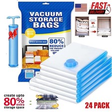 24x Jumbo Vacuum Storage Bags XL XXL Clothes Travel Space Saver w/ Hand Pump