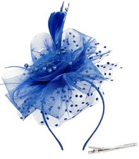 Kentucky Derby Fascinators for Women - Tea Party Hats with Clip Royal Blue