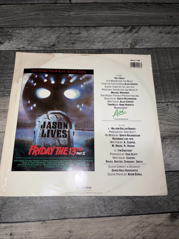 Alice Cooper - He's Back (The Man Behind the Mask) - 12” Vinyl Record Single 1st - Image 2 of 4