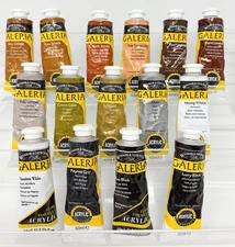 Winsor & Newton Galeria Acrylic 2oz Paint Tube Lot 15 WARM TONES SERIES 1