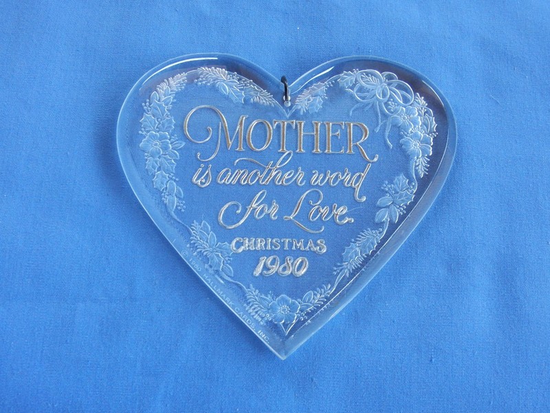 Vintage Hallmark 1980 Acrylic Mother Another Word for Love Christmas Ornament