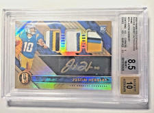 2020 GOLD STANDARD #274 JUSTIN HERBERT RC TRIPLE JERSEY/AUTO /49 BGS 8.5 AUTO 10