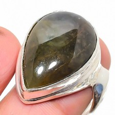 Natural Labradorite Gemstone 925 Sterling Silver Ring Size 7 Q808