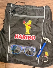 HARIBO Gummy Bear Sunglasses Drawstring Tote Bag Fidget Pen & Keychain GOLDBEAR