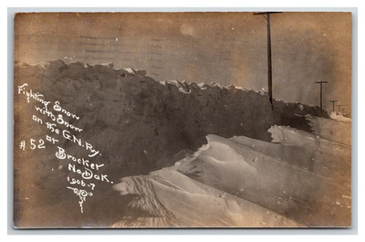 #ad #ad RPPC Great Northern Railroad in Snow by dept in BROCKET North Dakota ND $19.99