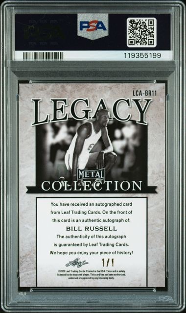 2022 ヴァイスシュヴァルツ U-96 ゴールドサイン PSA 10/10 - 2022 Leaf Metal Legacy BILL RUSSELL Gold Vinyl Prism 1