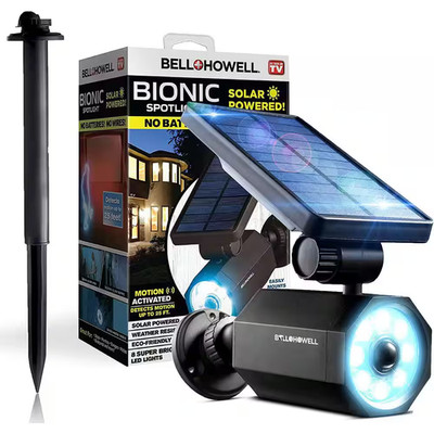 4-Watt Solar Powered Motion Activated Integrated LED Black Outdoor Bionic Spotli