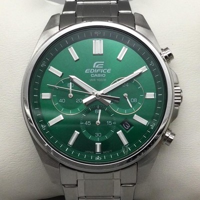 Casio Edifice Mens Watch 42mm Green Dial Chronograph 5344 EFV-650