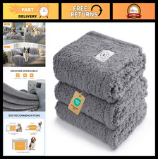 3 Pack Soft Sherpa Pet Blankets - Fluffy Fleece Throw for Dogs Cats, Grey, Sma