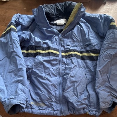 Columbia Sportswear Company Blue Striped Hooded Zip Womens Jacket Size L