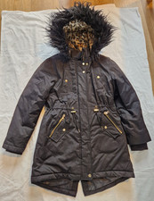 Next Girls Padded & Fur-Lined Black Parka Coat - 11 Years