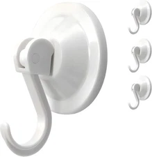 4 Pc Suction Cup Window Hooks White