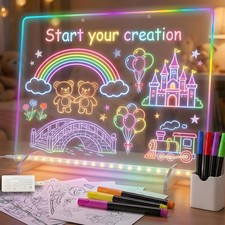 Drawing Board for , 16" Rechargeable Light Up Drawing Pad, Acrylic Dry Erase ...