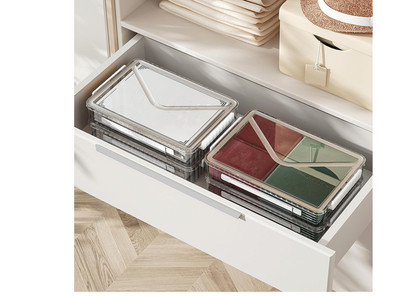 VANRA Clear File Storage Box with Latching Lids Stackable Project Case Organizer