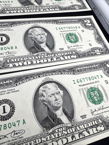 14 Consecutive 2003 Two Dollar FRN Federal Reserve Notes Repeaters CH UNC #60 - Picture 5 of 10
