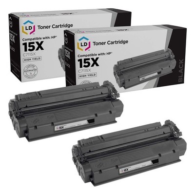 LD Compatible Replacement for HP 15X / C7115X HY Black Toner Cartridges 2-Pack