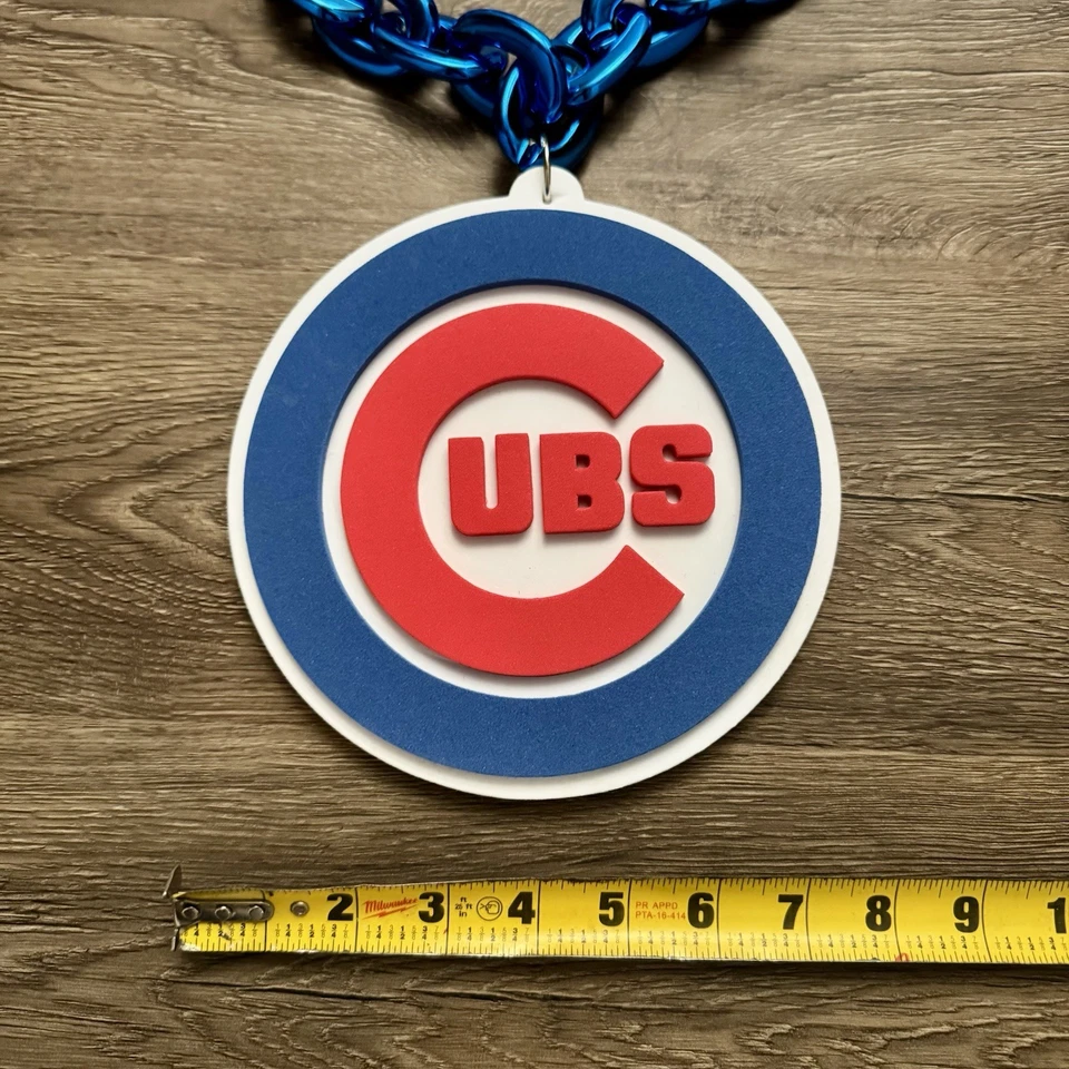 New MLB Large Baseball Chicago Cubs Blue Fan Chain Necklace Foam Fast Shipping ✅ - Image 3 of 4
