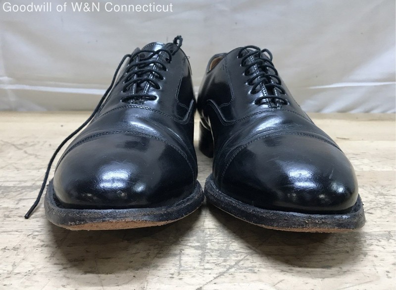 Vintage Johnston & Murphy Black Leather Cap Toe Oxford Shoes Mens Size 10 D/B
