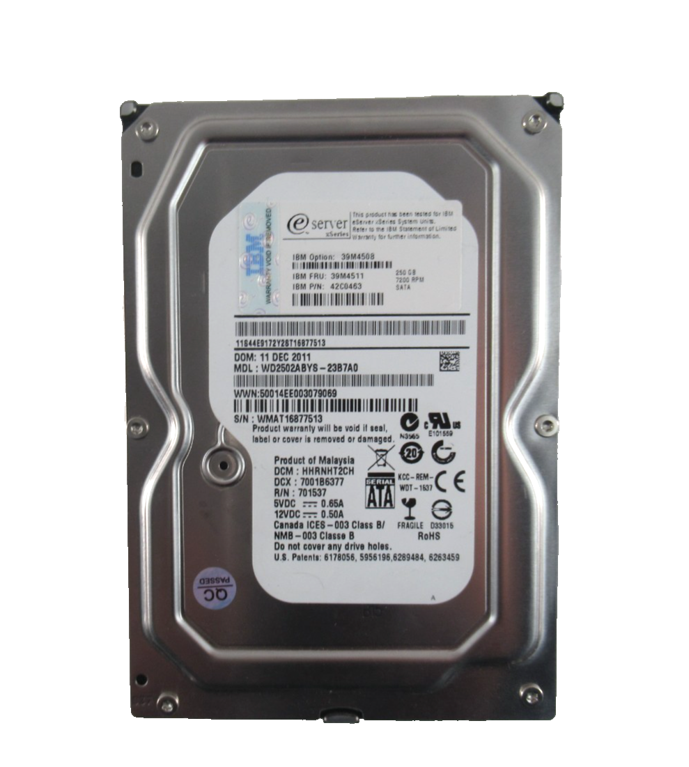 250GB SATA 3.5"" 7200RPM 3Gb/s 16MB HDD - 39M4511 / 42C0463