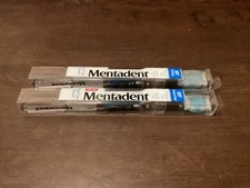 Vintage Mentadent Oral Care Medium Soft Compact Head Toothbrush Lot (2) New