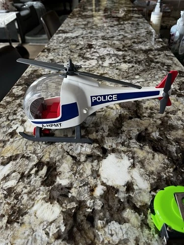 Vintage Playmobil 3908 Police Helicopter  Plastic Chopper White Cops