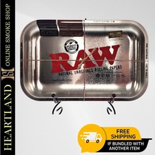 MEDIUM 11" x 7" Metal Rolling Tray  Raw Silver