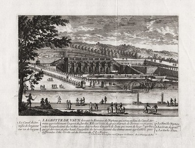 Chateau de Vaux-le-Vicomte Grotte jardin Perelle Kupferstich engraving gravure