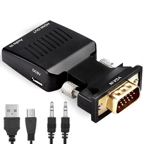 LOT VGA to HDMI Adapter with Audio PC to TV Monitor Projector Converter 1080P