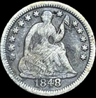 1848 Seated Liberty Half Dime Fine Details Medium Date