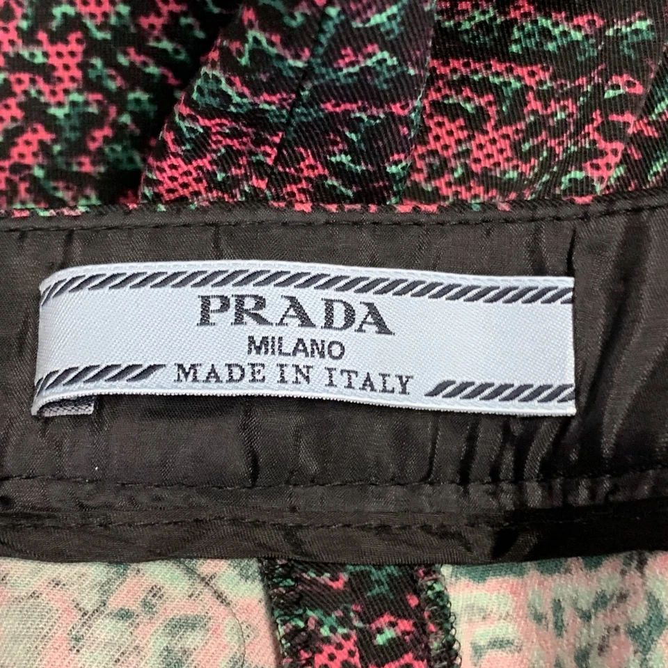 Pantalones de vestir acampanados calce ajustado mezcla geométrica de lana rosa verde azulado talla S de PRADA Foto 4 de 4