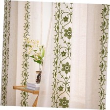 Sage Green Boho Curtains 2 Panels for 52"W x 84"L Pack of 2 Sage on Beige