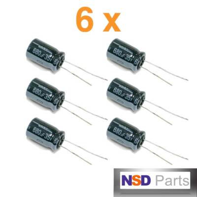 6 x NICHICON 680UF 35-VOLT RADIAL 105-DEG HD(M) 680MFD 35V C1019