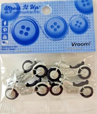 Dress It Up Vroom! Buttons - Motorcycles Shank Buttons Transportation - 123